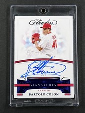 Bartolo Colon SP 2021 Panini Flawless Auto Signatures #/7 Sapphire Angels