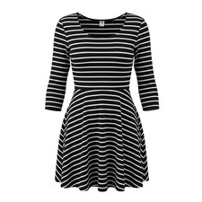Old Navy Women's XS Black White Striped Fit and Flare Classic Jersey Dress