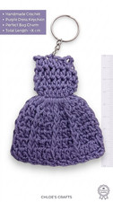 Handmade Crochet Purple Dress Keychain Cute Knitted Keyring Bag Charm Gift Mini