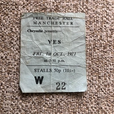 Yes ticket Free Trade Hall Manchester 01/10/71 #W22