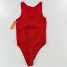 Colsie Bodysuit Ribbed Cutout Modern Womens Size M Red