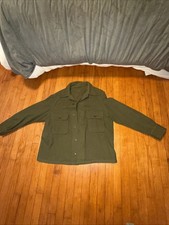 Vintage 50s Korean War USGI Mens large Wool Field Shirt Jacket Olive Green USA