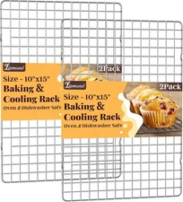Cooling Racks for Cooking and Baking - 2 PCS 10" x 15" Grid Wire Baking Rack for