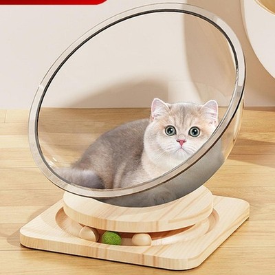 Space Capsule Katzenbett Transparnt Katzenhaus Ganzjahres mit Bahnbällen Spielzeug