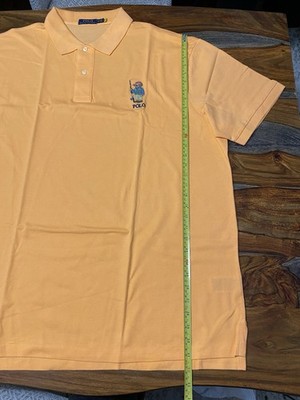 Ralph Lauren Classic Fit Polo Fishing Bear Mesh Shirt Orange Men's