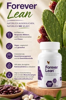 Forever Lean 120Kapseln Nahrungsergänzung mit Chrom & Ballaststoffen Vegan 07/29