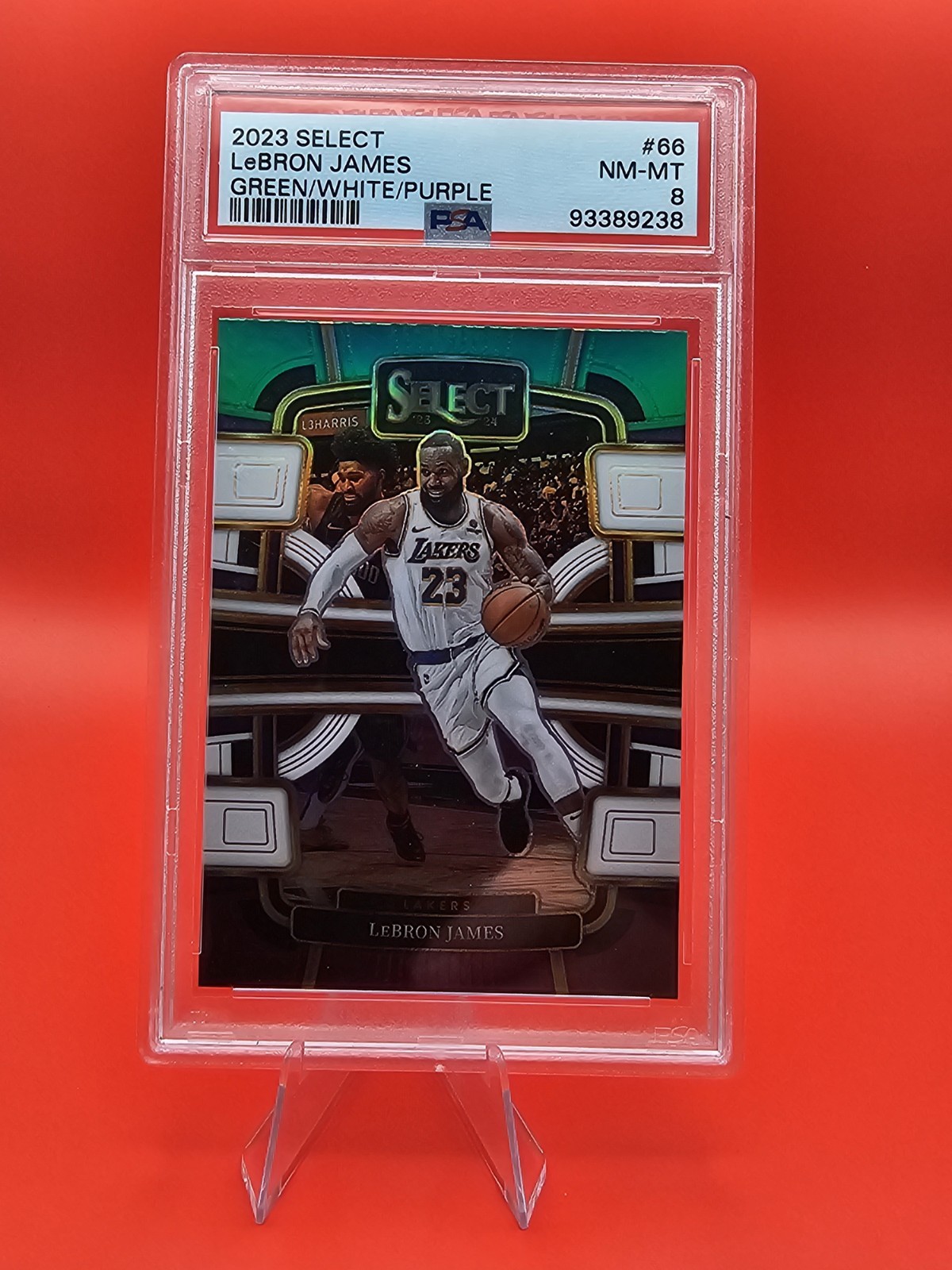 2023 Select Concourse #66 Lebron James-Green/White/Purple PSA 8