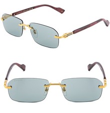 GUCCI GG1221S WEB Logo 1221 Burgundy Green 003 Rimless Narrow Unisex Sunglasses