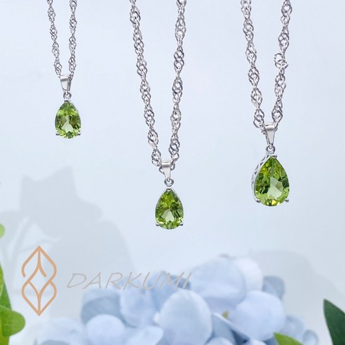 3.5 ct Natural Peridot Pendant with 925 Sterling Silver Necklace Birthstone - Picture 10 of 12