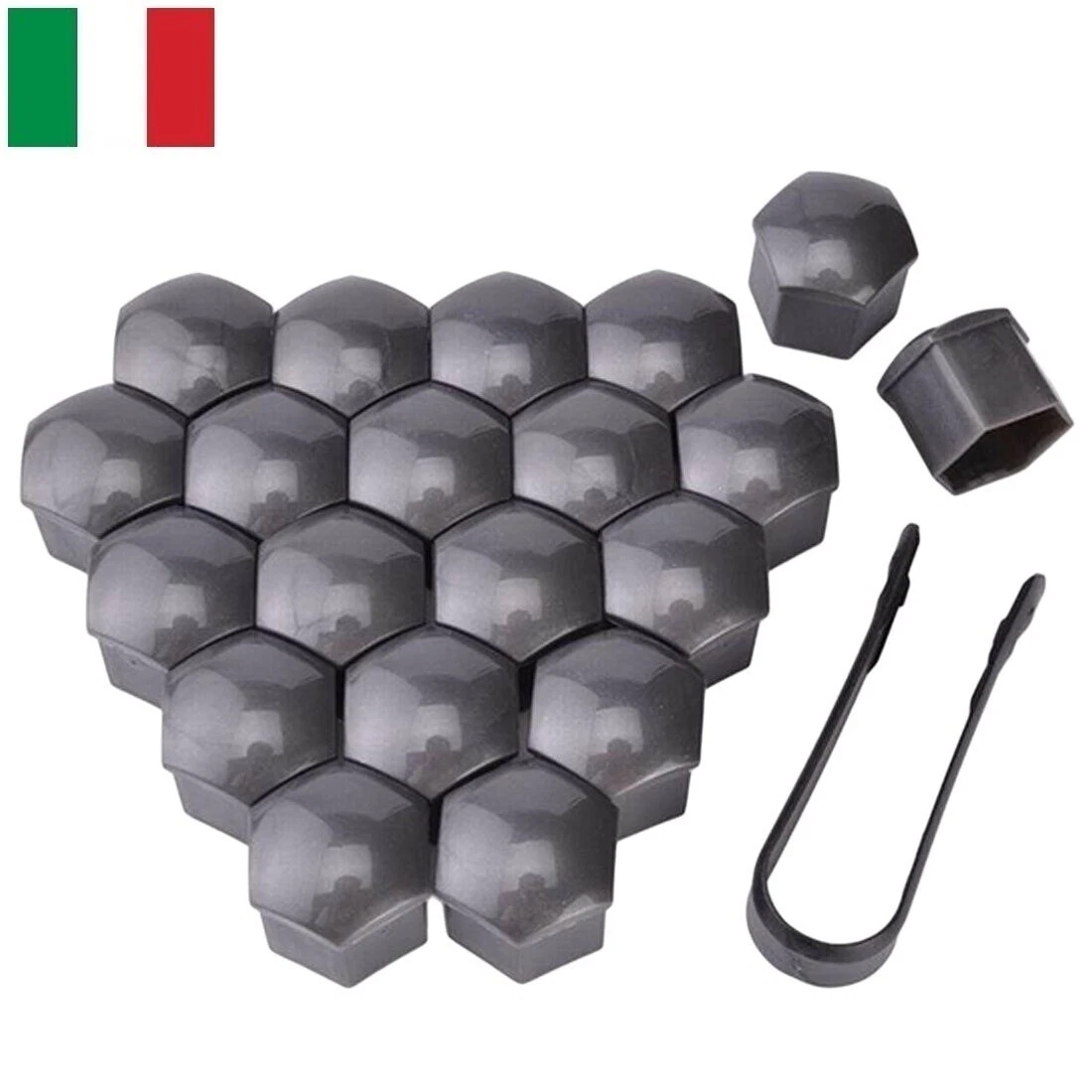 20 Copridadi Bullone Ruota Per Audi A4 B8 Avant - Esagonali, 17 Mm, Colore Nero Con Strumento Di Rimozione Incluso