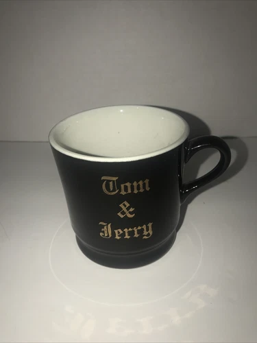 Rare Vintage Black 1947 Hall China Tom and Jerry Mugs Cups Made In The USA