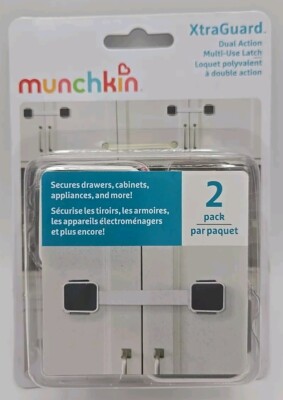 Munchkin Xtraguard Dual Action Multi Use Latches, Cabinet Child Safety -2 Count