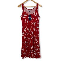 Chaps Fit & Flare Tank Dress Nautical Sailing Women Size M Red White Sleeveless