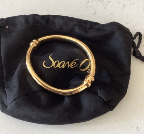 HSN Soave Oro 14K Gold Electroform Resin Filled Twisted Hinged Bracelet