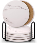 Coasters for Drinks, Absorbent Ceramic Stone Coasters Set with Metal Holder Stan