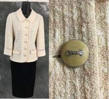 BEAUTIFUL St John collection jacket knit ivory pink suit blazer size 2