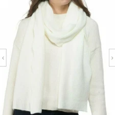 INC International Concepts Womens One Size Chevron Knit Muffler Scarf Ivory