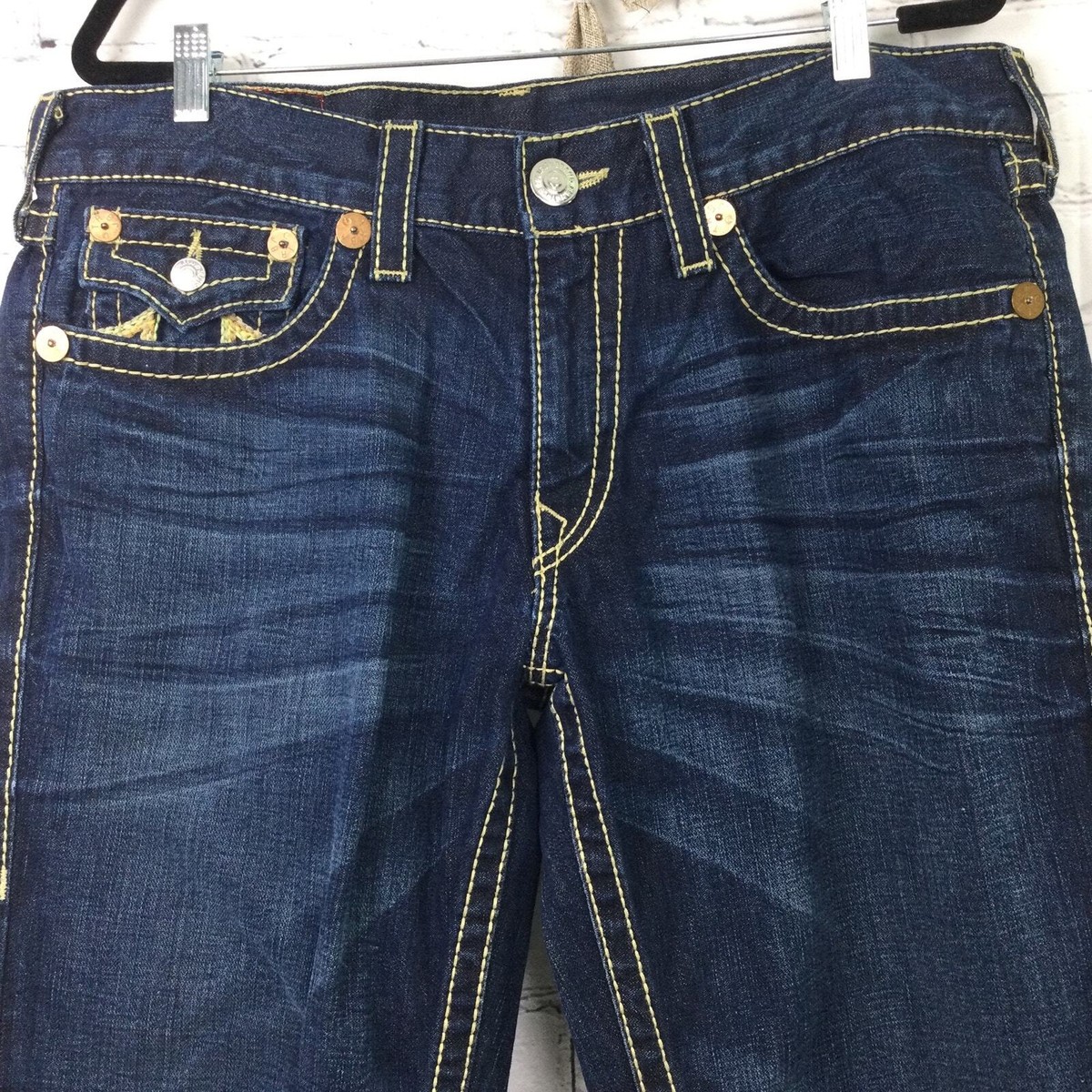 True Religion Rainbow Ricky Men's Dark Wash Straight Leg Flap