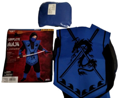 Fun World Boys Large 10 to 12 Complete Ninja 10 piece Halloween Costume New
