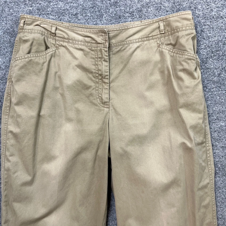 Pantalones Jill Vintage Mujer 10 Beige Algodón Carga Bolsillos Frontales Rectos Recortados Foto 3 de 4