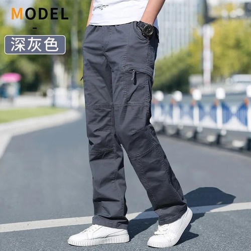 Men's Cotton Cargo Pants Summer Spring Workwear Casual Climbing Joggers Yoga - Picture 20 of 42