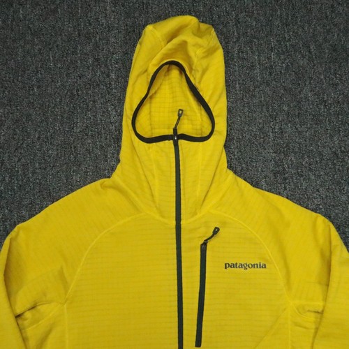 Patagonia Hoodie Mens Small Yellow R1 Hoody Pullover Waffle Knit Polartec - Picture 2 of 11