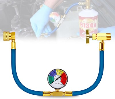#ad R134A Auto 1 2 Recharge Hose Refill AC Refrigerator Car ACME w Pressure Gauge $16.95