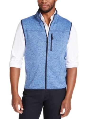 Solid Fleece Full Zip Sweater Vest 