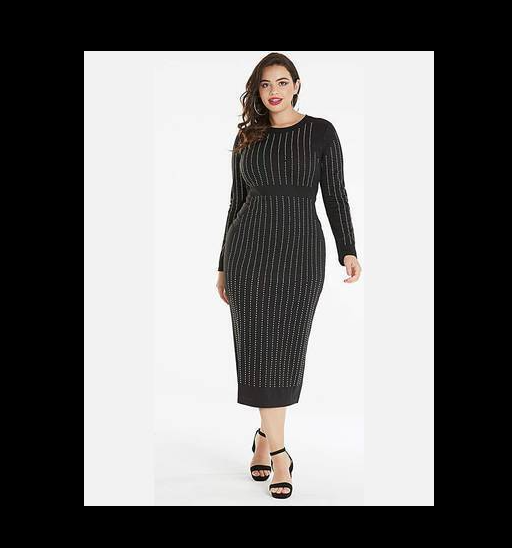 Simply Be By Night Midi Bodycon Evening Party Dress Black Size 20