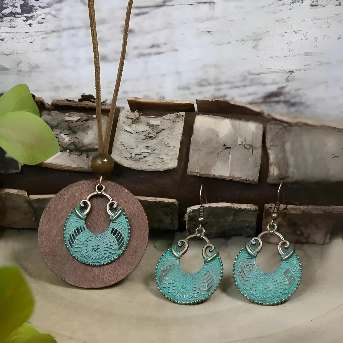 Vintage Ancient Folk Native American Geometric Copper Necklace