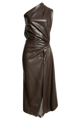 Stella McCartney Draped One-Shoulder Vegan Faux Leather Dress Size 36 / US 0 - 2