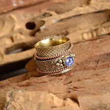 Faceted Amethyst Round Gemstone Spinner Ring 925 Sterling Silver Women Jewelry