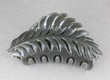 Dark Grey leaf hair clip claw butterfly clamp 4" long open cut out leaves vine