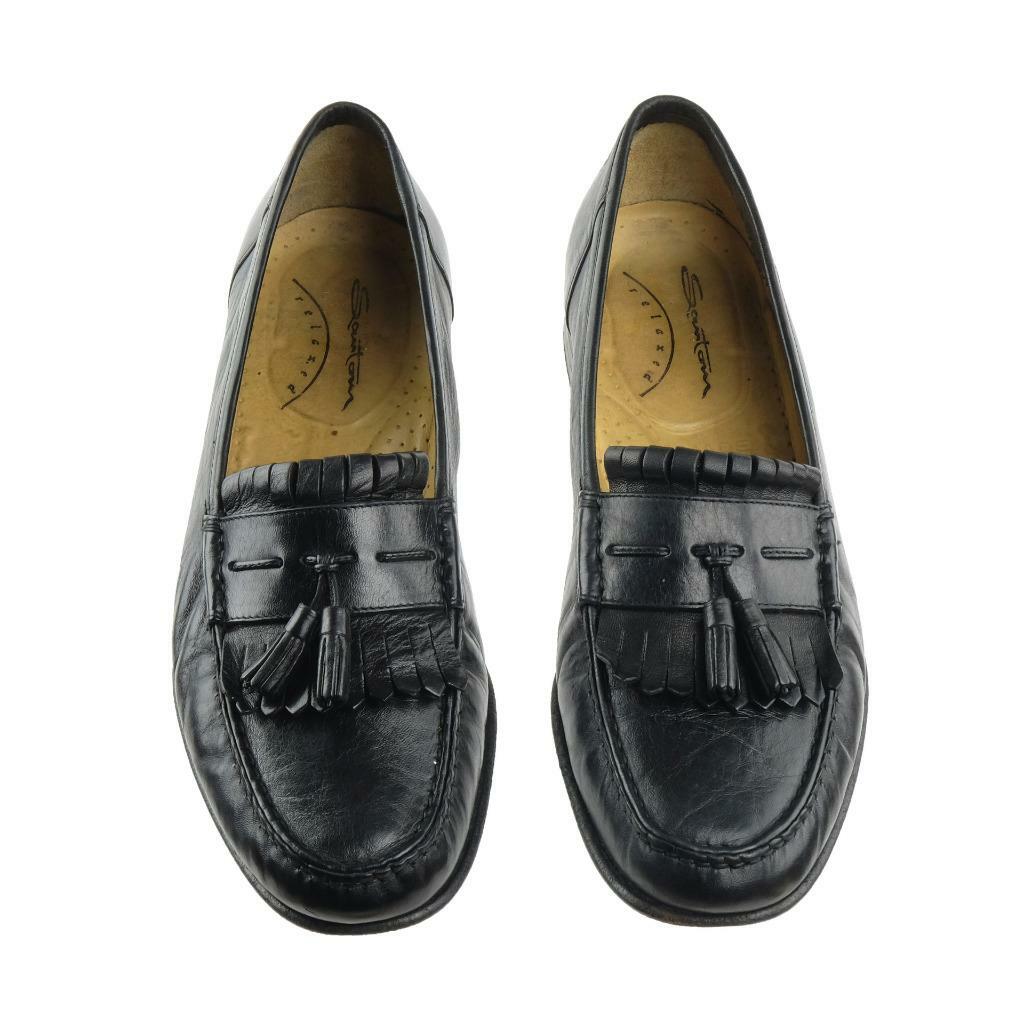 SANTONI Tassel Loafers Dress Shoes Relaxed Sz. 9.5 Black  display picture 1
