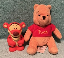 Disney Store Winnie The Pooh Bear Beanbag Plush Stuffed Toy 6  And 4  Tigger