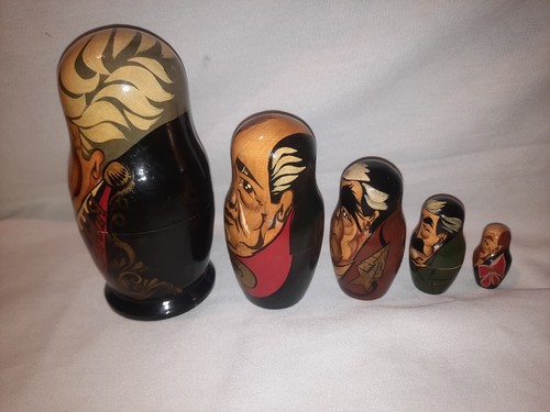5x 1993 Vintage Russian Matryoshka Doll Nesting Wood Babushka 7"-1.5" Hand paint - Picture 2 of 8