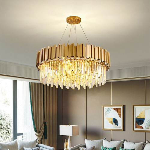 Luxury Golden Chandelier LED Crystal Pendant Lamp Dining Room Ceiling Light Loft - Picture 4 of 30