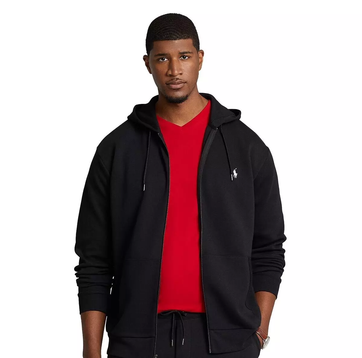 Polo Ralph Lauren Big & Tall Double Knit Full Zip Hoodie Black