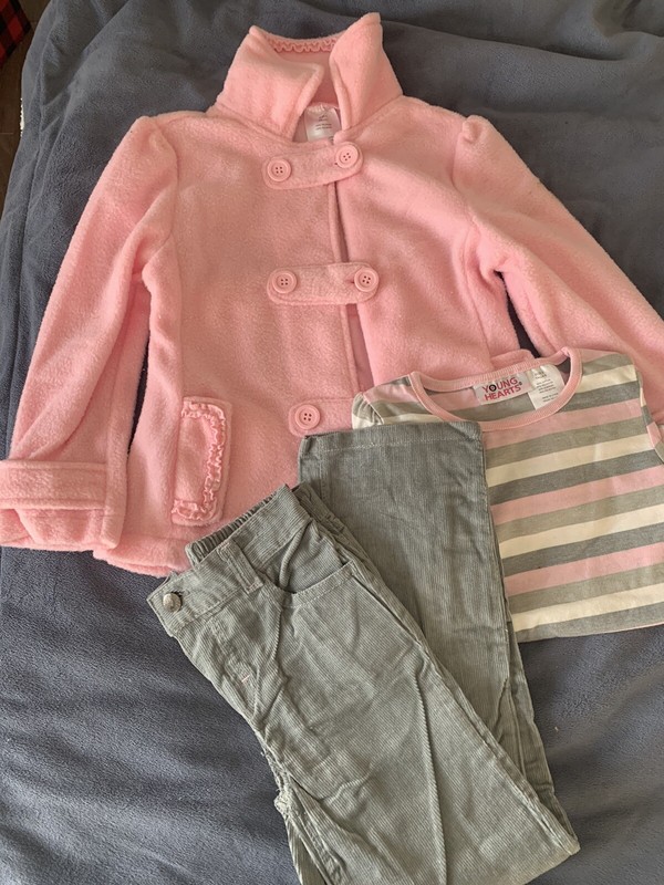 New  Very Nice 3 Pc Girl Pants Set Size 5 Color Pink Gray