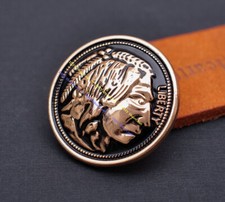 10X 34MM GOLD BUFFALO NICKEL INDIAN HEAD LEATHERCRAFT REPRODUCTION COIN CONCHO