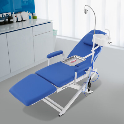 Portable Dental Chair Folding Mobile Chair Tilt Bed with LED Light & Waste Basin