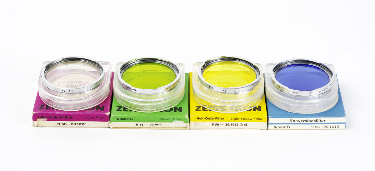 Zeiss Ikon Set of 4 Filter B56 UV Blue Green Yellow Boxed 20.1012 for  Contarex
