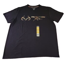 RealTree Xtra Antler Camo Graphics Men's Large Black Short Sleeve T-Shirt New