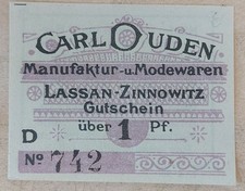 Germany Lassan-Zinnowtz 1 Pfenning 1920 aUNC