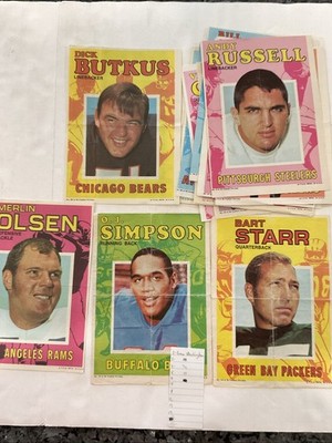 Topps Poster 1971 Topps Football Poster Almost Complete Missing 12    J