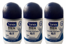 3 X Sanex Men Dermo Active Control Roll-On Deodorant for Normal Skin 50 Ml