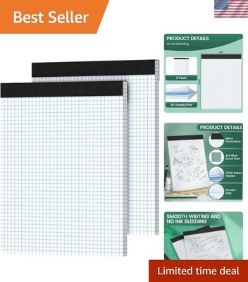Graph Paper 8.5 X 11, 2 Pack, 4x4 Quad Ruled, Grid Paper Pad 8-1/2'' X 11.75'',...
