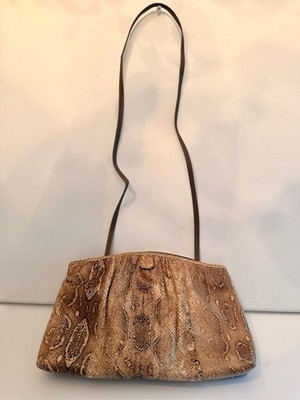 Vintage Palizzio Snakeskin Print Ruffle Clutch Shoulder Bag