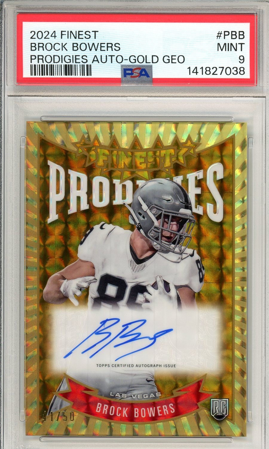 Brock Bowers Topps Finest Prodigies Autographs #PBB Gold Geometric
