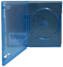 100 USDISC DVD Cases Standard 14mm Premium, Single 1 Disc Clear Blue Lot